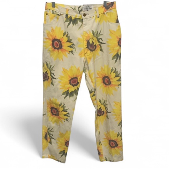 Vintage Denim - Vintage Lorraine Wardy Sunflower Print High Rise Jeans